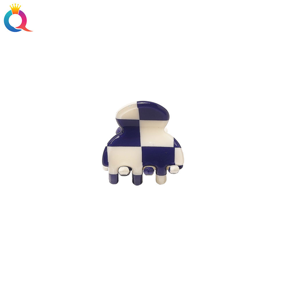 Qiyue Korean acetate board small grab clip, versatile checkerboard pattern bangs hairpin, high-end and cool color top clip, shark clip Item Picture