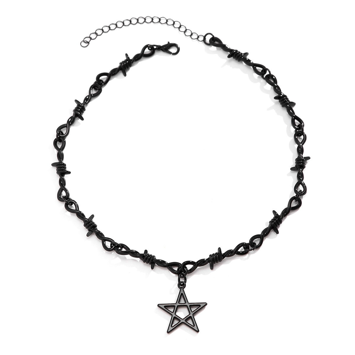 European and American cross-border jewelry, five-pointed star-shaped collarbone necklace for girls, a niche thorny personality, sweet and cool, versatile necklace Item Picture