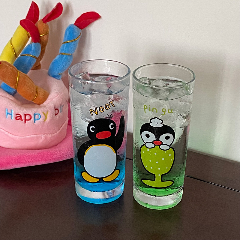 Homemade retro and Chinese-style cute penguin glass cups, cool melon soda glass cups, water cups and juice cups details Picture