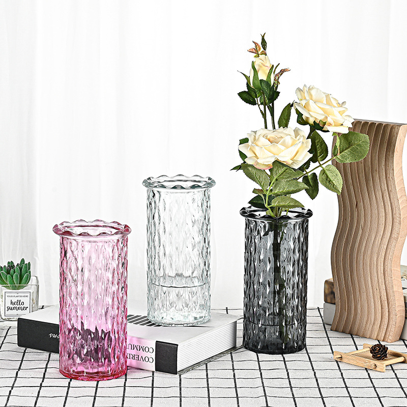 Factory wholesale gift glass vases, dried flower arrangements, simulated flower vases, European-style home decorations, and lucky bamboo vases details Picture