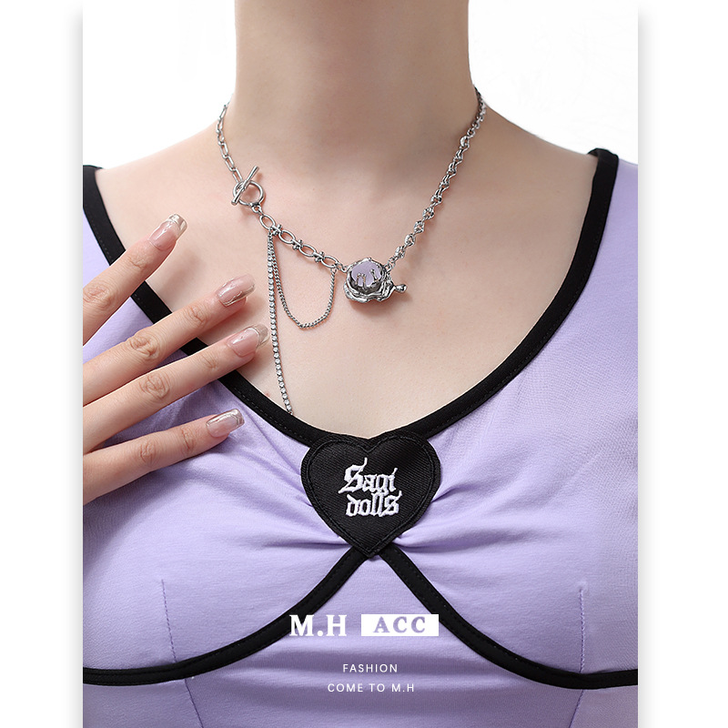 Purple Glacier Series necklace for women, new Chinese-style sweet and cool style, fresh and fashionable, hot girl neck chain, collarbone chain, neck accessory wholesale details Picture