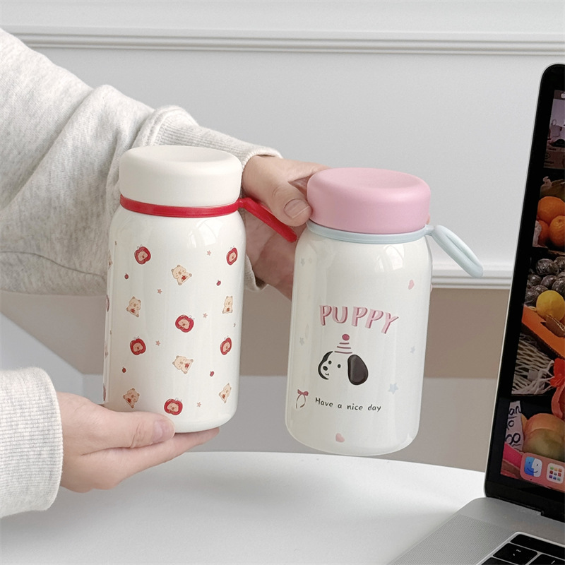 380ml small capacity pocket cup, mini and cute cartoon student and children's insulated cup, high appearance level birthday gift for girls full figure