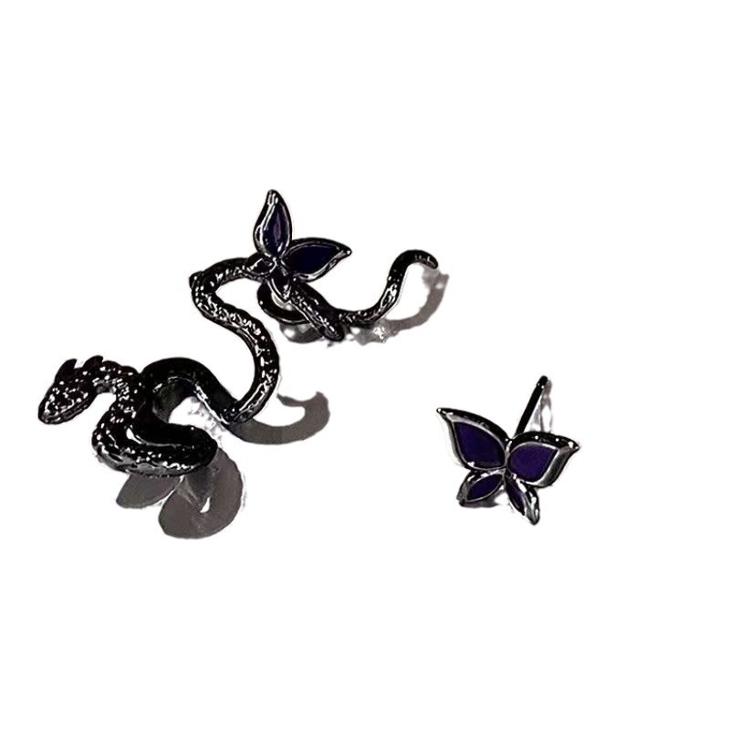 Dark dark style niche design snake ear bone clip women's earrings, light luxury and high-end butterfly stud earrings wholesale Item Picture