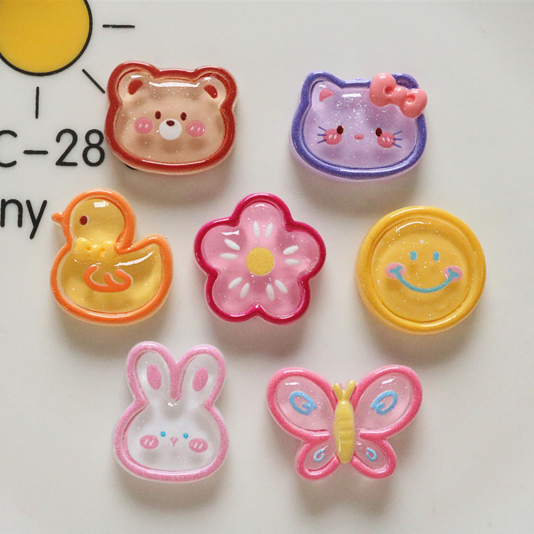 Transparent butterfly smiling face diy handmade children's hair clips, hair strings, materials, clothing, shoes, buckles, hats, resin accessories wholesale full figure