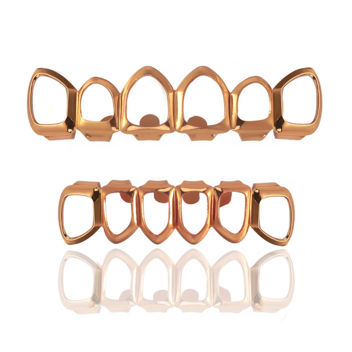 Cross-border best-selling, fashionable, trendy and personalized 6-hole hip-hop teeth, HIPHOP nightclub Halloween factory supplies props Specification drawing