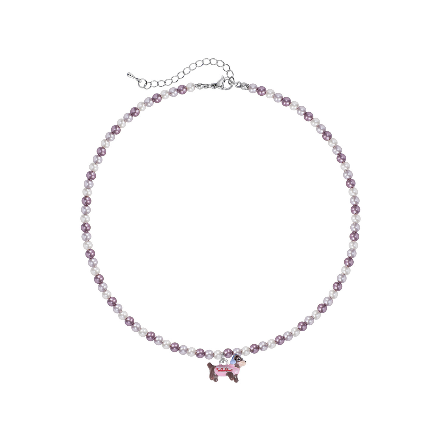 Dopamine Pink Sausage puppy pearl necklace for women, 2025 new high-end, light luxury and niche collarbone chain accessory Item Picture