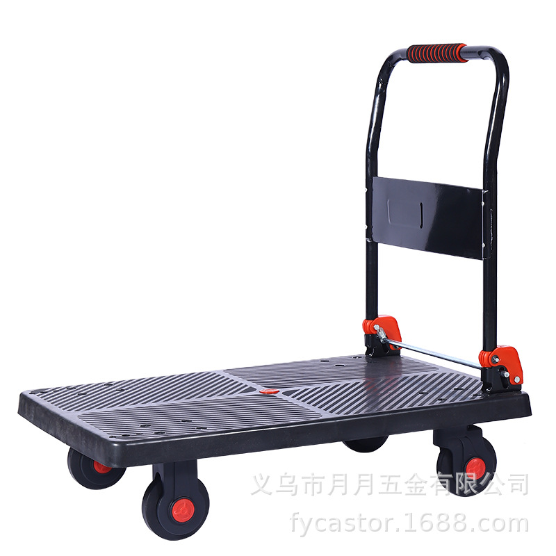 Black folding silent trolley, flatbed cart, truck, portable household small trolley, SF Express same type of handling cart Item Picture