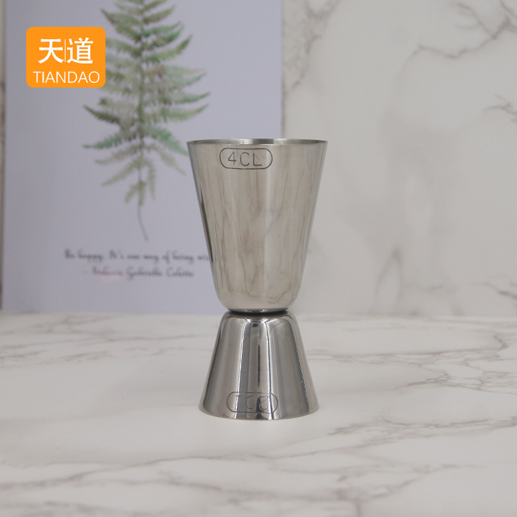 Stainless steel double-headed measuring cup 20/40ml, bar tool, wine measuring device, cocktail glass, cocktail measuring spoon, ounce cup details Picture