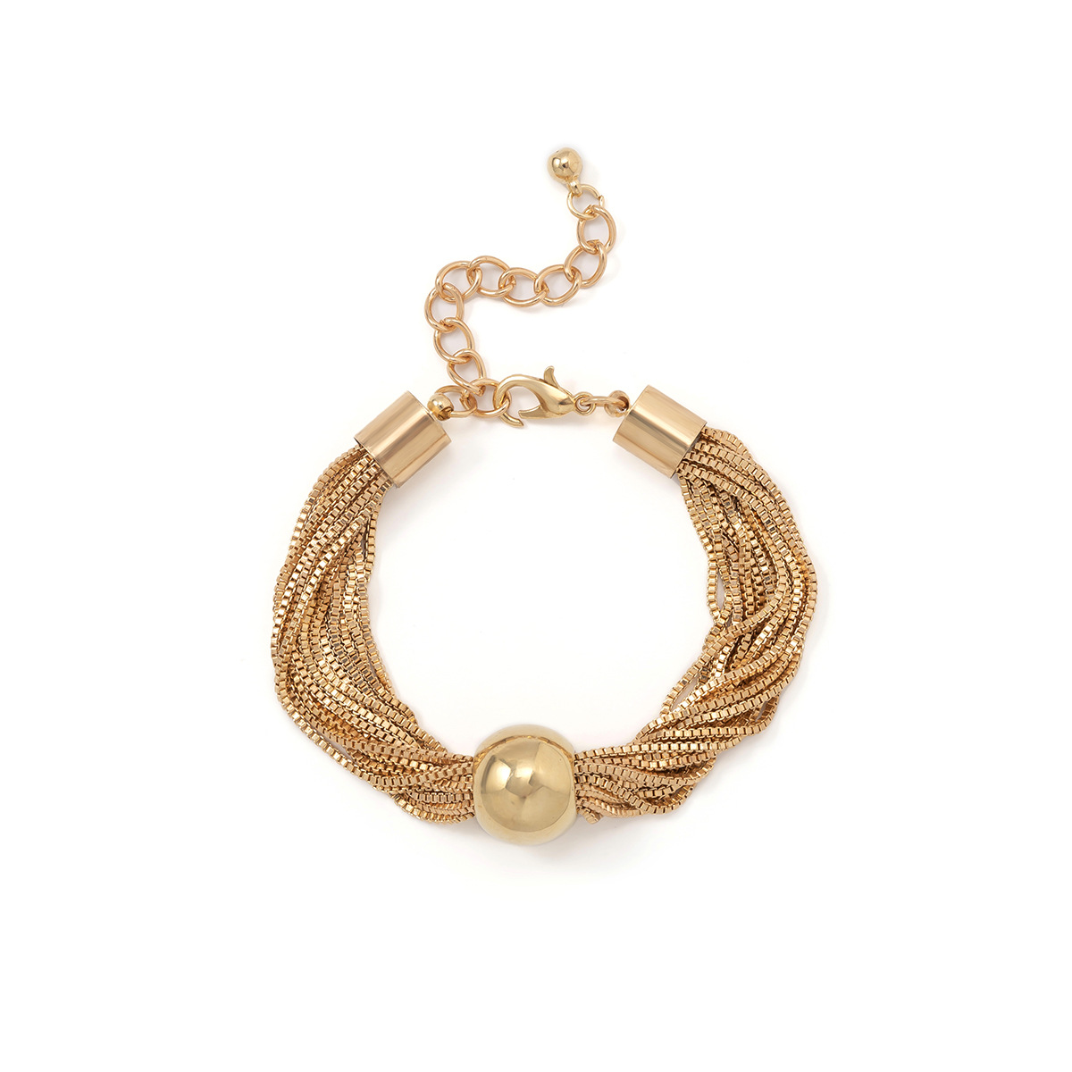 Cross-border exaggerated punk multi-layer chain layering necklace, simple and niche geometric round ball personalized necklace choker Item Picture