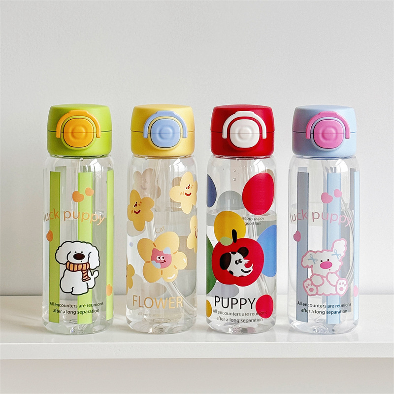 Cute pet jumping double drinking straight cup, children's water cup, school special tritan high-temperature resistant plastic cup manufacturer wholesale Specification drawing