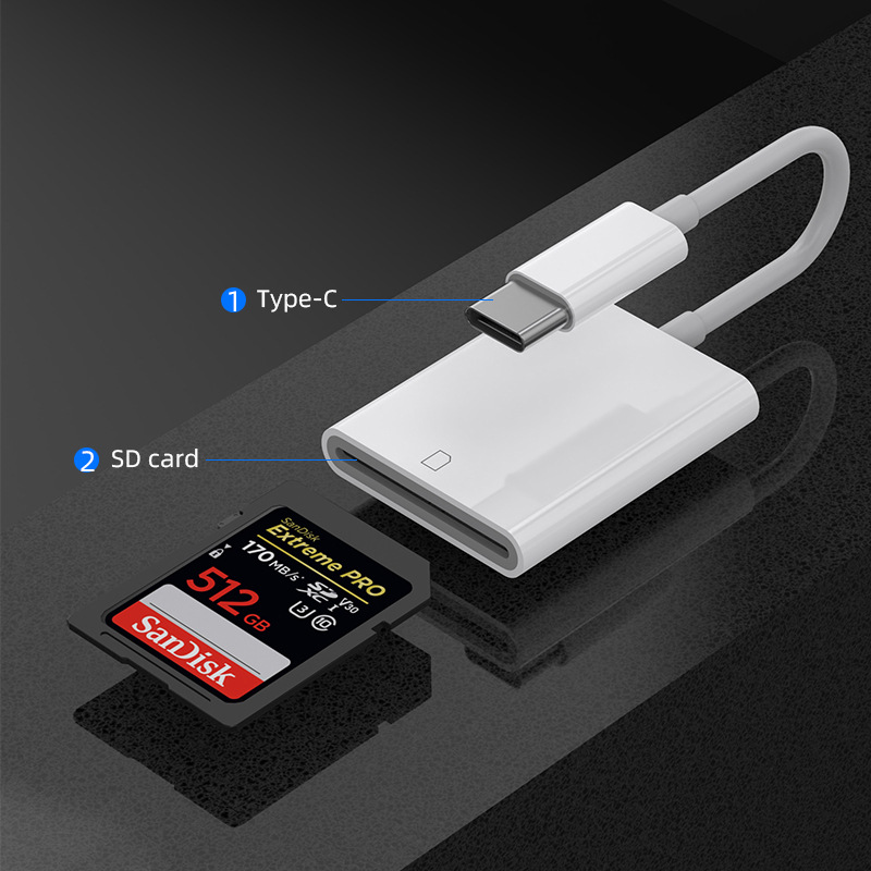 type-c to sd camera card, mobile phone-specific otg card reader, tf memory card high-speed adapter cable, factory direct sales details Picture