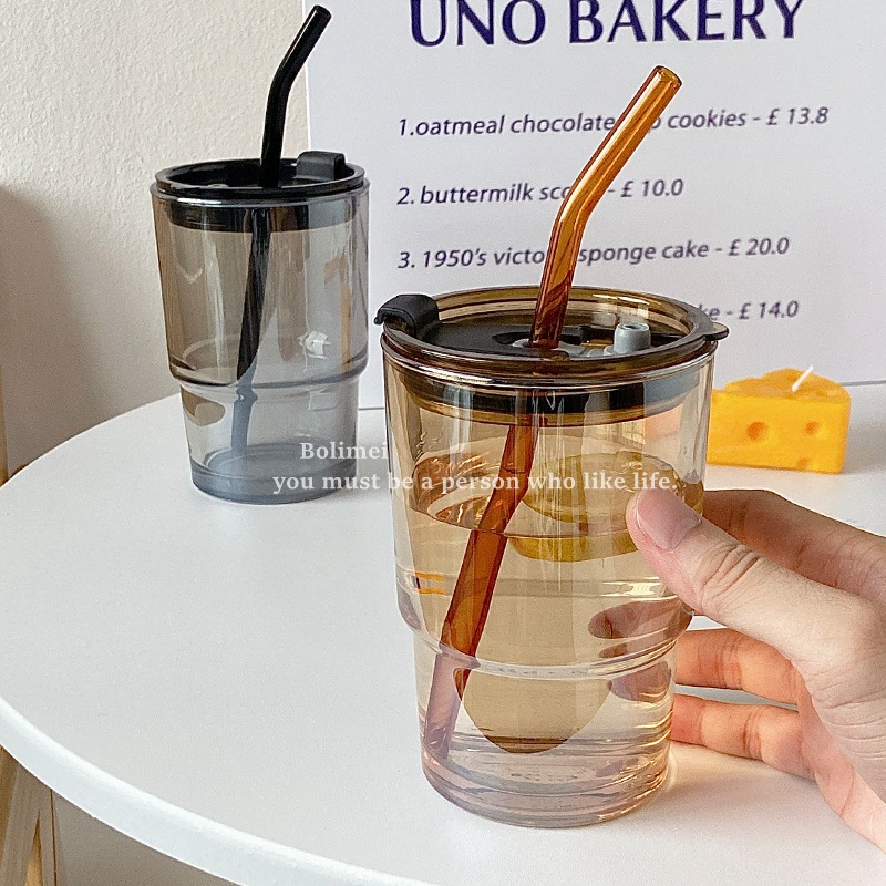 Bolimei Korean InS-style glass cold brew coffee cup, amber water cup, glass cup, large-capacity drinking cup Application Scenario