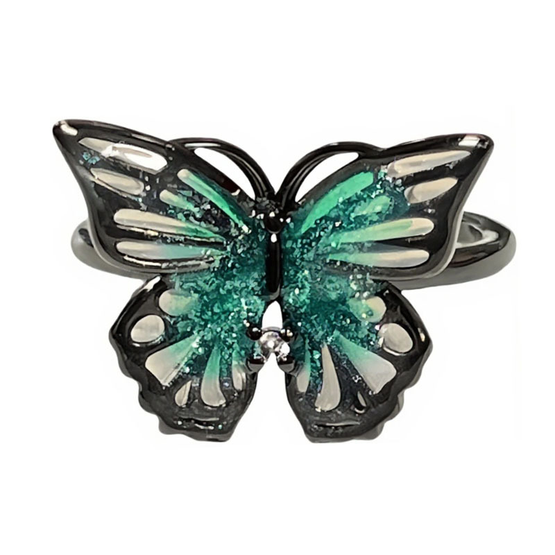 European and American pure desire style dark cocoon butterfly gradient individual cool and trendy ring, gender-neutral style niche fashion ring for women Item Picture