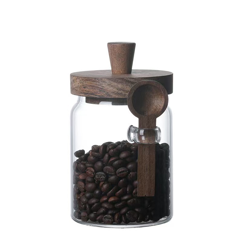 Wholesale large-capacity transparent glass sealed coffee jars, moisture-proof storage jars, household kitchen grain storage jars Item Picture