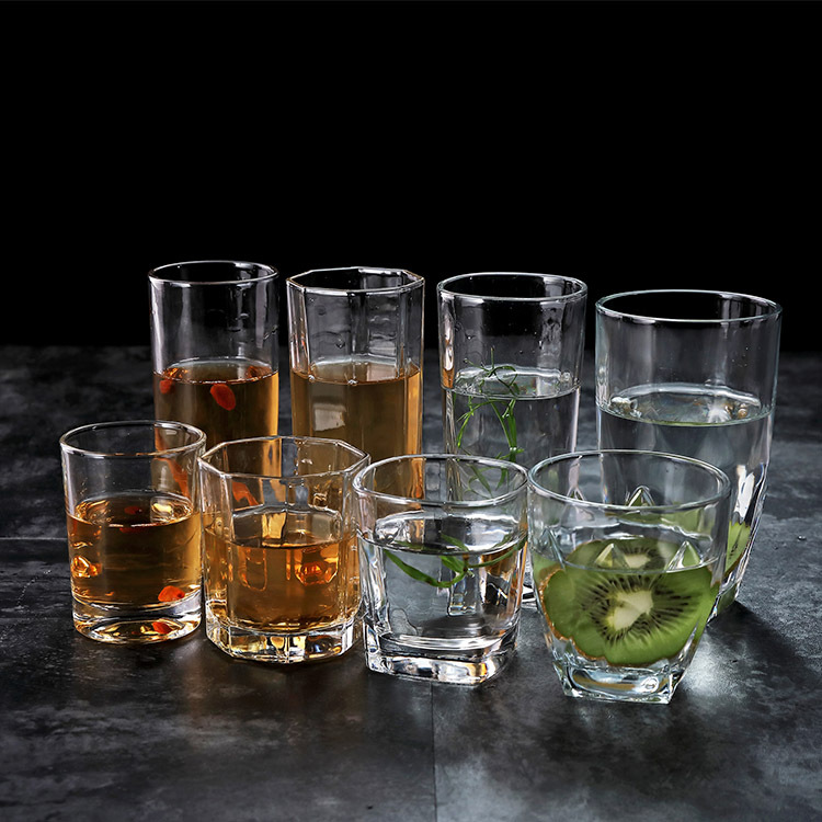 Wholesale of creative glass cup sets, household transparent cups, restaurant water cups, KTV beer mugs, tea cups and mouthwash cups full figure
