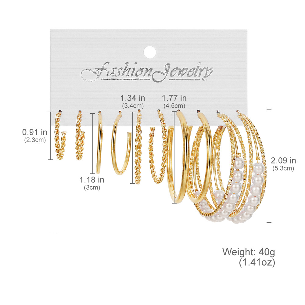 New European and American alloy earring square geometric earrings set in ins style earrings set Item Picture