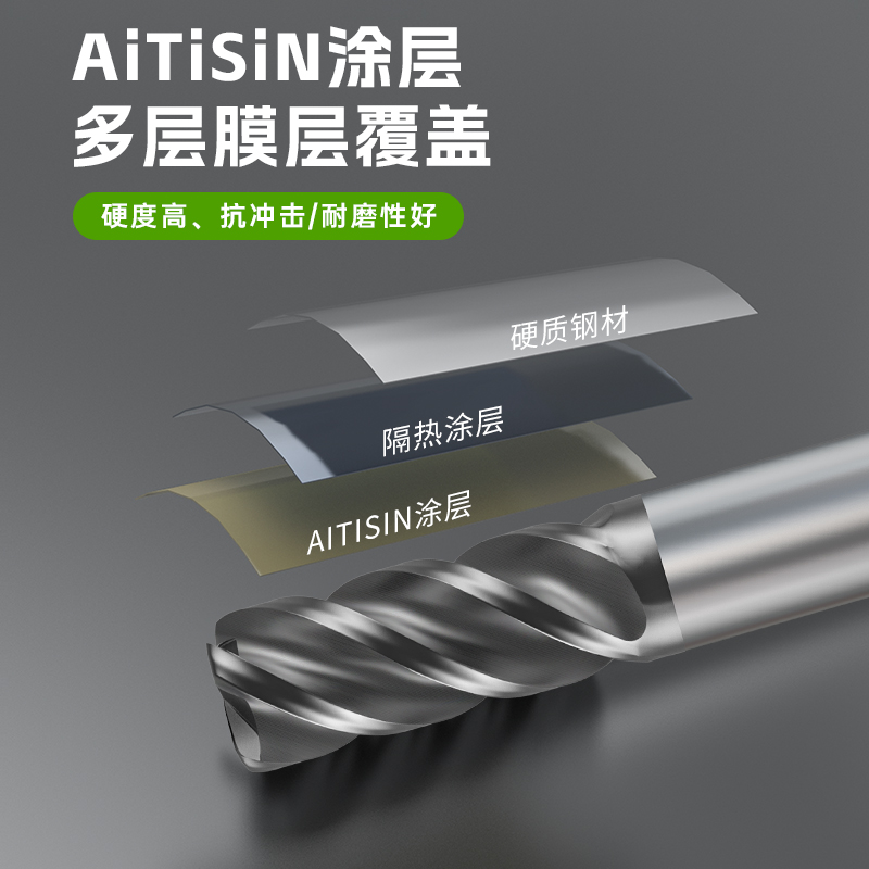 65-degree tungsten steel milling cutter, round nose cutter, 4-edge alloy arc end mill, bull nose cutter, die steel details Picture
