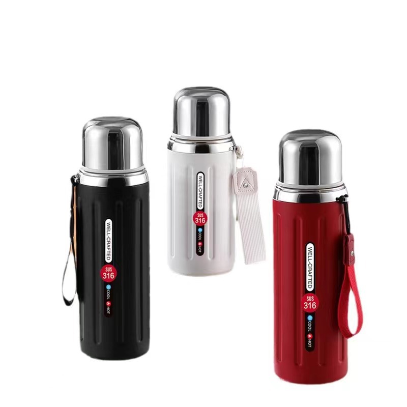 New household insulated cup for women, 316 stainless steel portable double drinking cup, simple handle, large capacity sports cup Item Picture