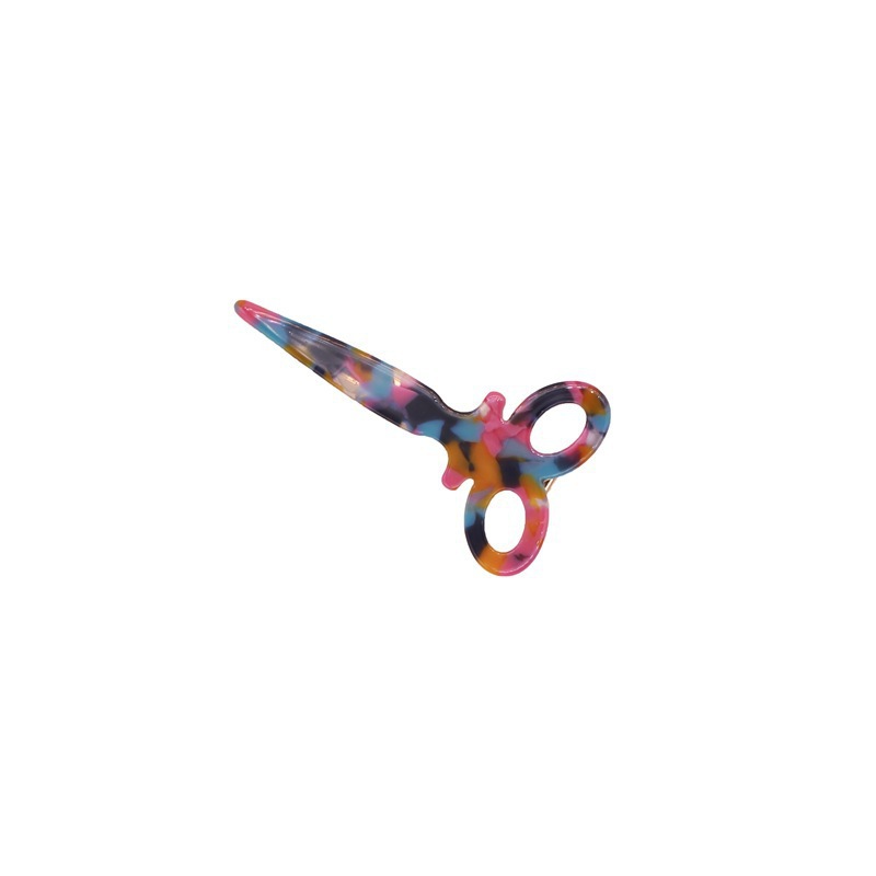 Korean retro geometric scissor hairpins, Korean InS-style acetate color duckbill-shaped hairpins with a girlish personality Item Picture