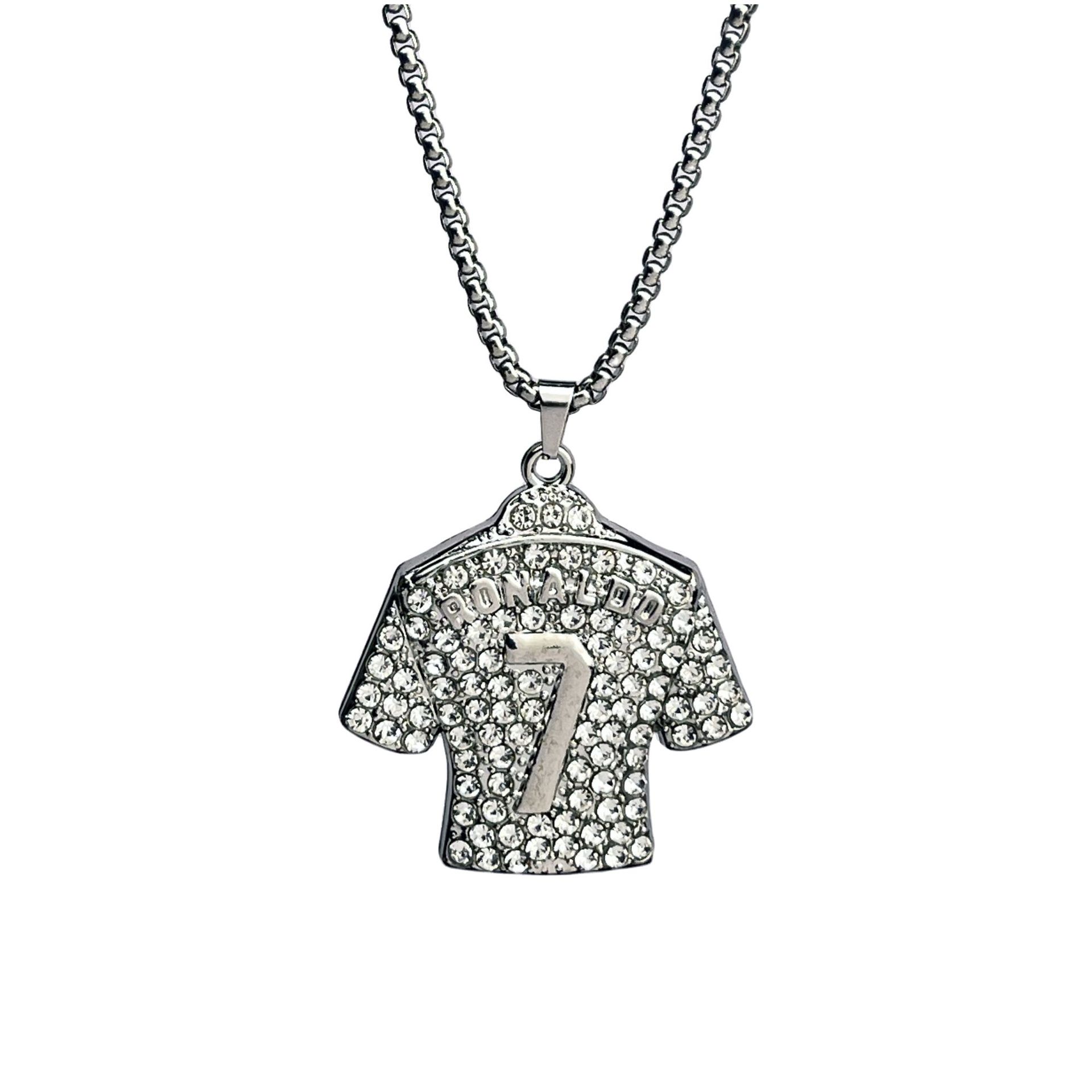 Wholesale of cross-border new European and American hip-hop personality trend No. 7 football jersey pendant three-dimensional men's necklace sweater chain Item Picture