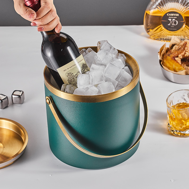 Cross-border stainless steel ice bucket with sealing ring, double-layer insulation and cold preservation, KTV champagne, red wine, beer ice cubes and ice cubes bucket Application Scenario