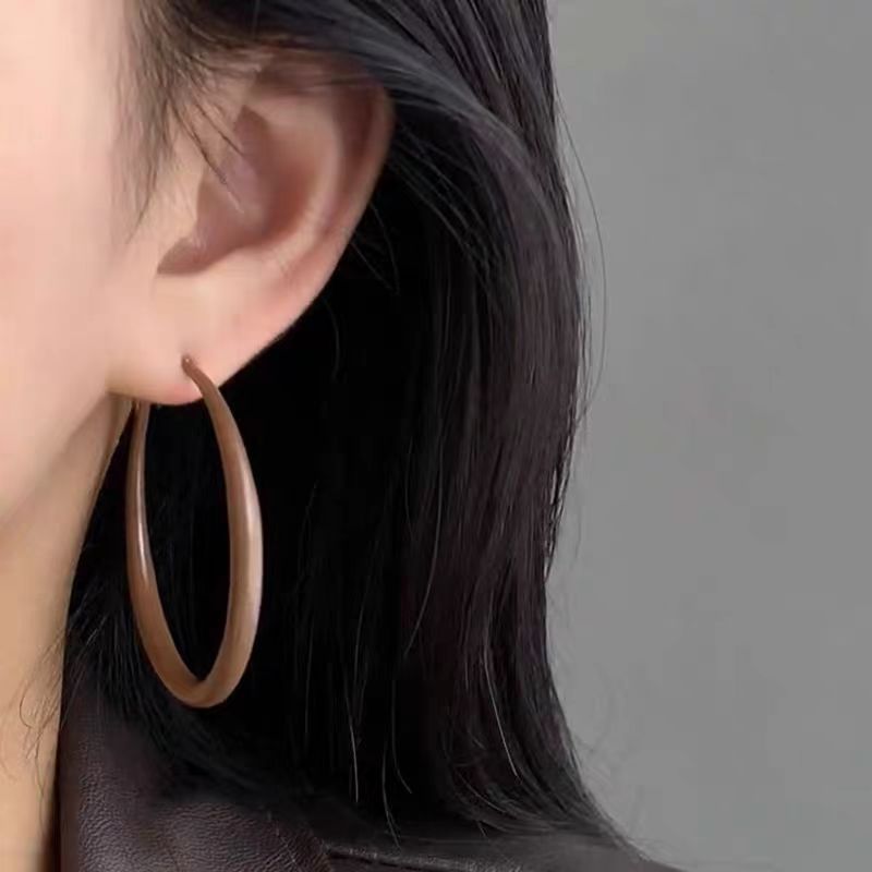 Maillard Circle Earrings 2025 New bestseller, niche design, high-end and exaggerated earrings for autumn and winter atmosphere Specification drawing
