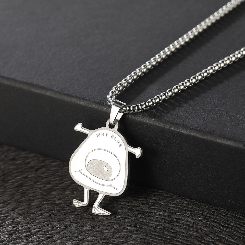 New 2D anime and game peripheral titanium steel pendant for men and women, cartoon hip-hop personality titanium steel necklace Specification drawing