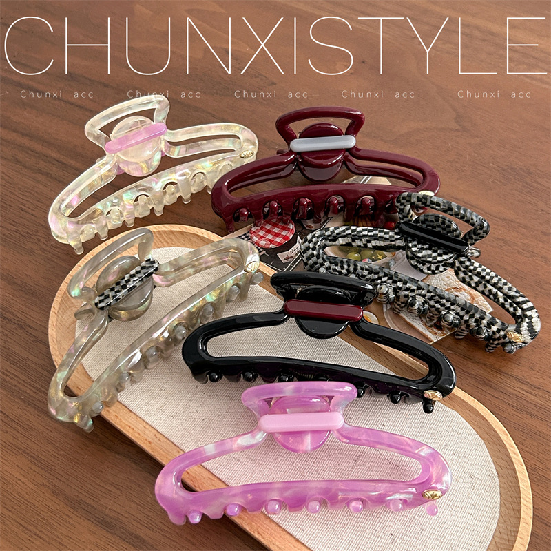 YD Cupid's Arrival ~ Acetate Grab Clip Women 2025 New High-end Shark Clip Spring/Summer Hair Clip Back Head Hair accessory Specification drawing