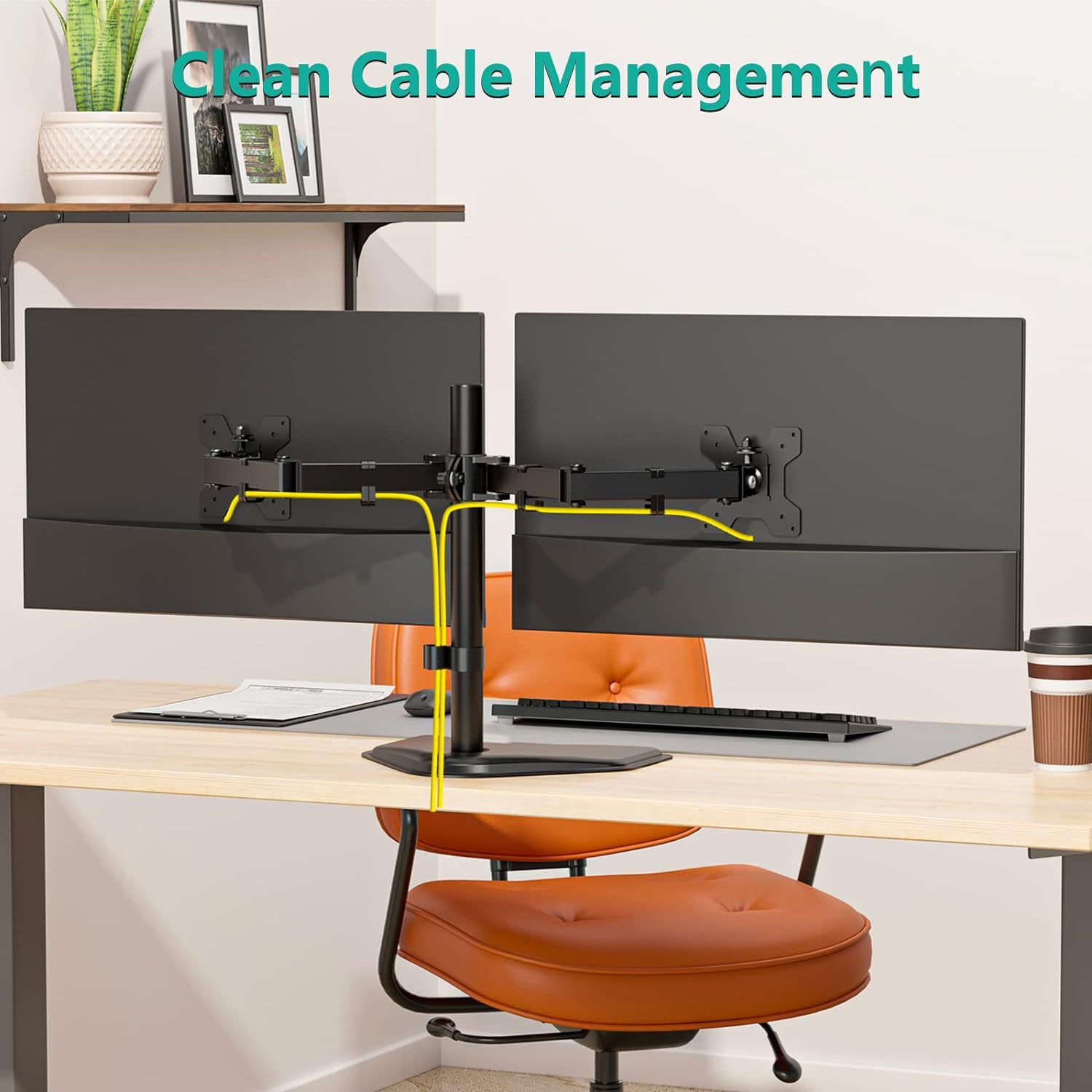 A fully adjustable desktop stand suitable for two 27-inch standalone dual LCD screens details Picture