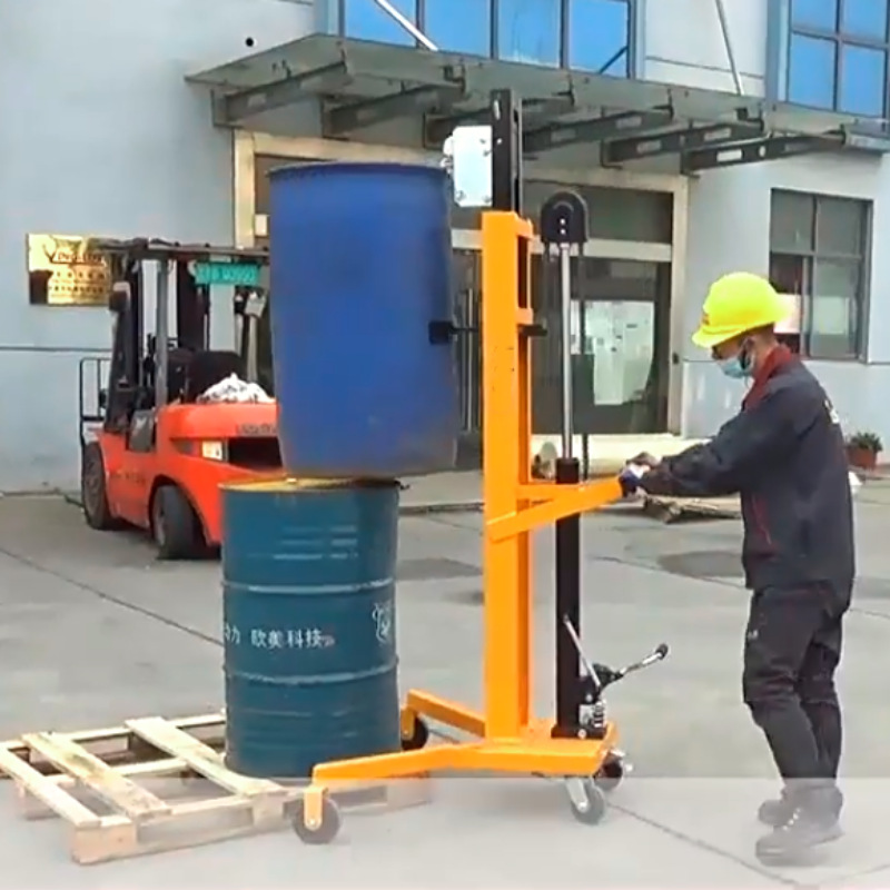 Heavy-duty oil drum handling vehicle DTF450 manual 200L hydraulic eagle-beak four-wheel with scale paint drum trolley stacker undefined