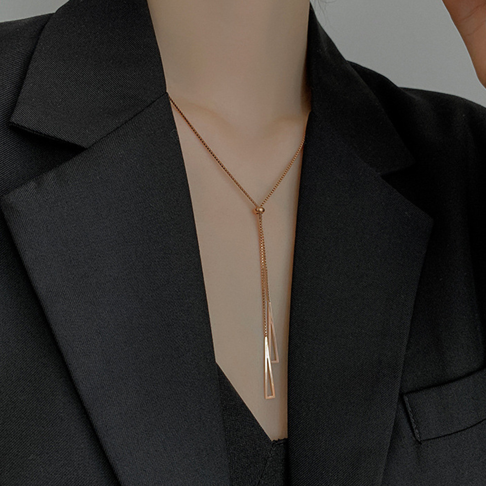 A pull-out geometric tassel titanium steel necklace with a light luxury and niche design sense, a new trendy accessory for 2025 Application Scenario