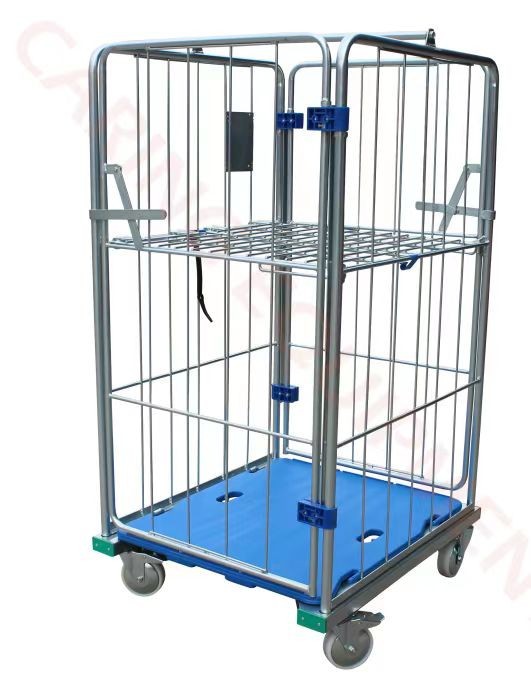 Silent electroplated N-shaped bottom logistics trolley with plastic base plate, anti-static delivery, no door and no door available for supply details Picture
