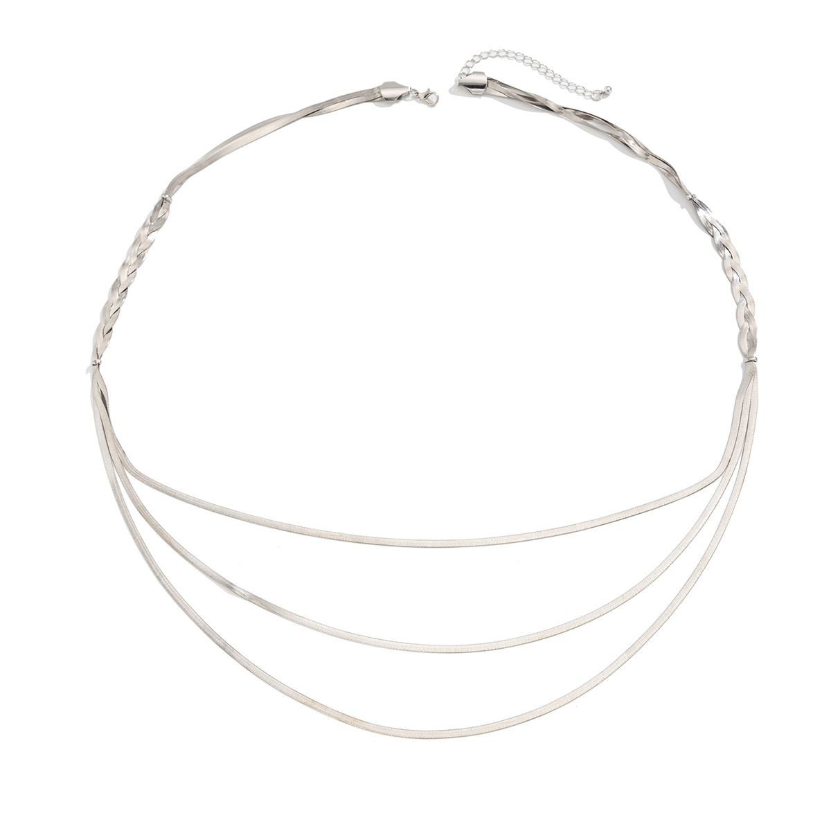European and American cross-border jewelry fashion metallic tassel snake bone chain set, punk style simple multi-layer long necklace Item Picture