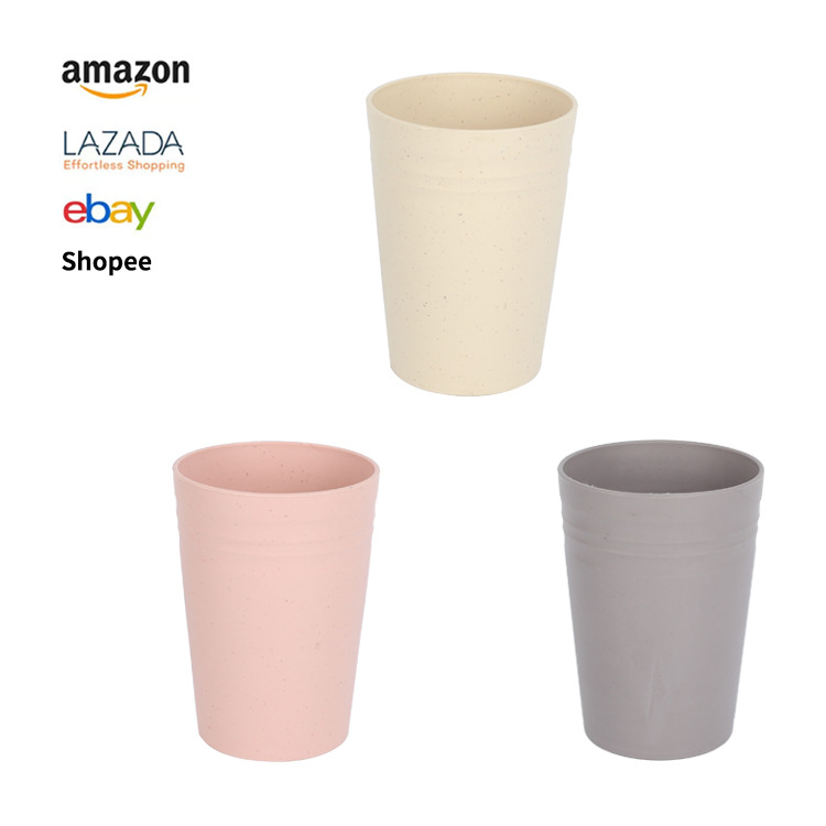 Wheat bellflower solid color simple plastic mouthwash cup, household brushing water cup, washbasin cup, anti-drop drinking cup full figure
