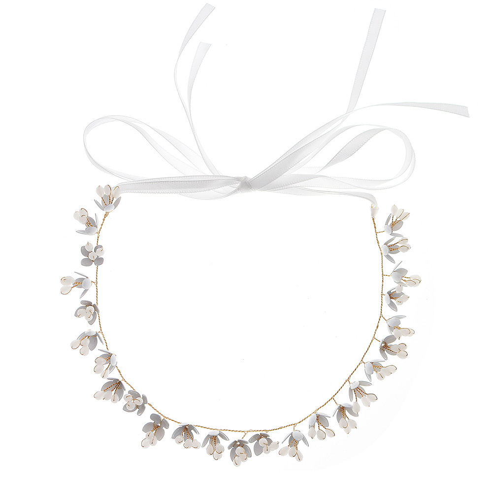 European and American cross-border bride accessories, white flower crystal headband, fashionable ball party headwear, handcrafted accessory headband Item Picture