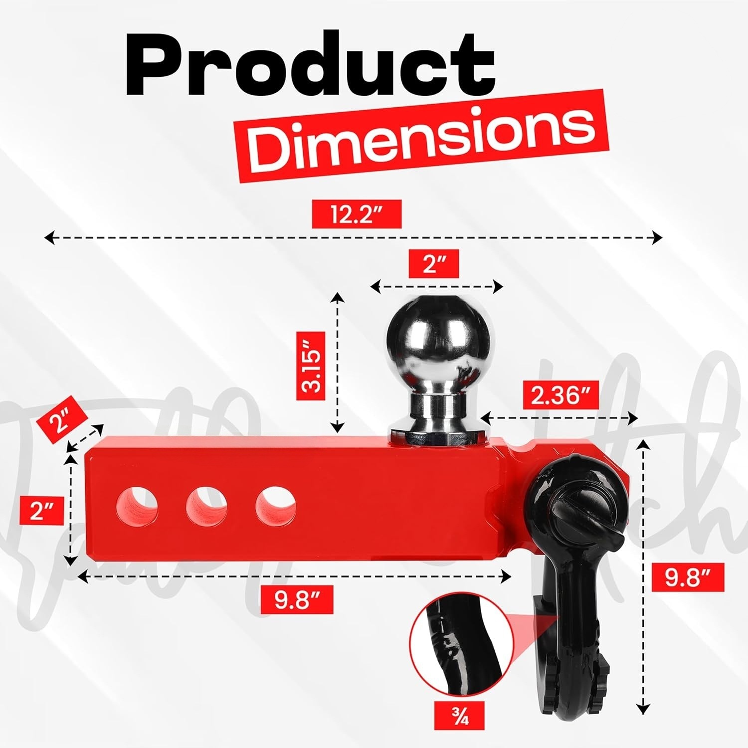 Automobile ball head trailer hook, RV towing hook, forged quality, extended solid ball head square mouth trailer arm Application Scenario