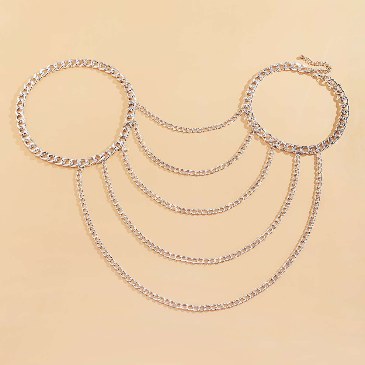 Exaggerated one-piece hollowed-out tassel neck chain, sexy street style metal chain necklace, European and American cross-border snow soft accessories details Picture