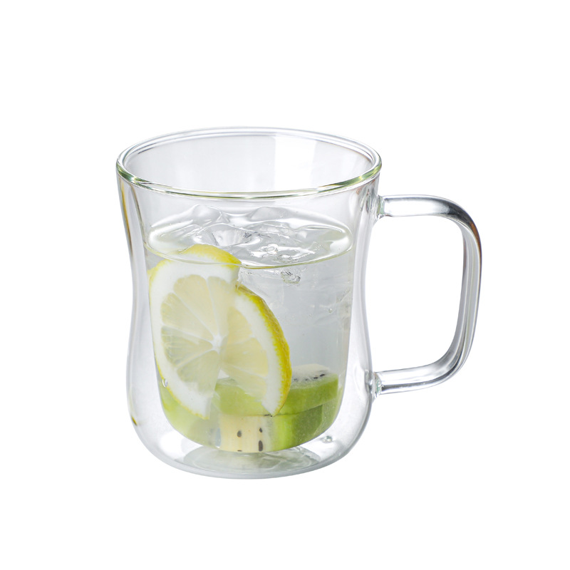 Cross-border supply of high borosilicate double-layer glass cups, high-temperature resistant and creative transparent handle cups for flower tea, milk and coffee water Application Scenario
