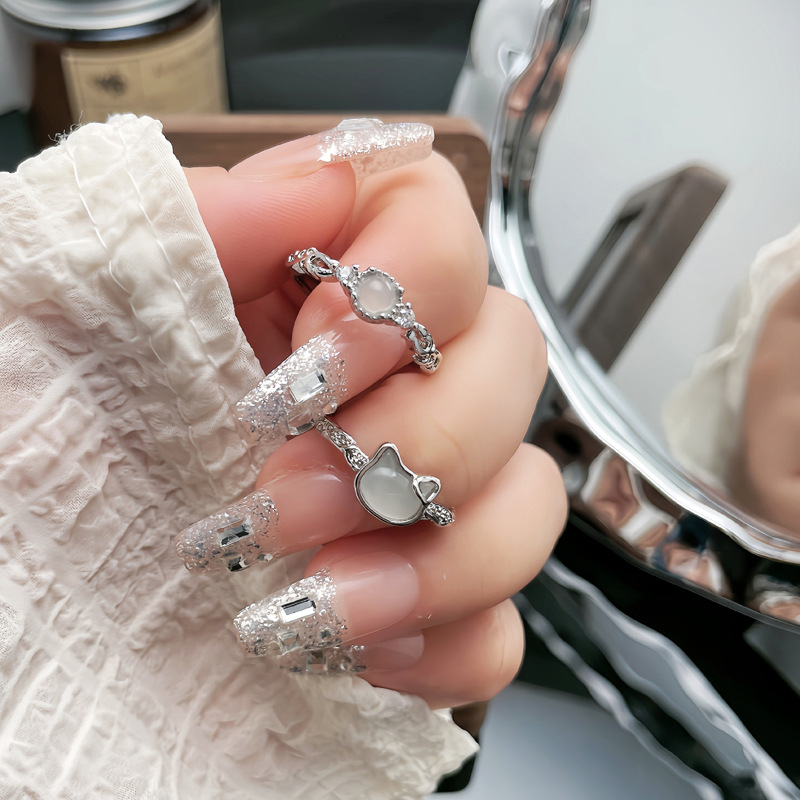 Korean-style, niche and simple little cat exquisite and fashionable ring, adjustable for women, cold style, unique design sense, versatile ring details Picture