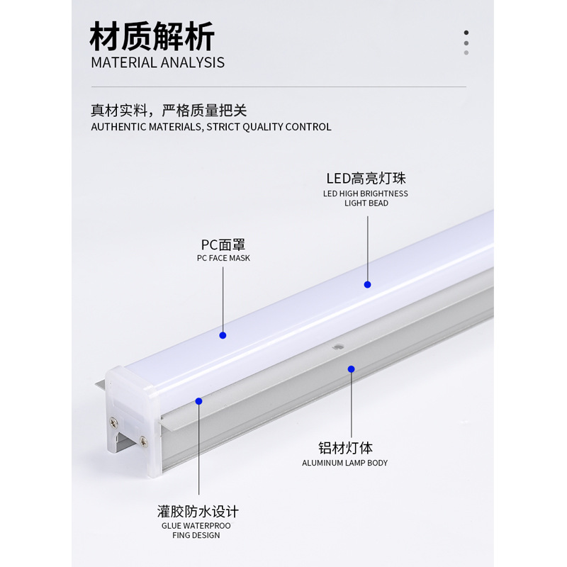 Long strip light tubes, ultra-bright energy-saving fluorescent lamps, wall-washing lamps, led tubes, integrated through-hole LED outdoor waterproof lines Application Scenario