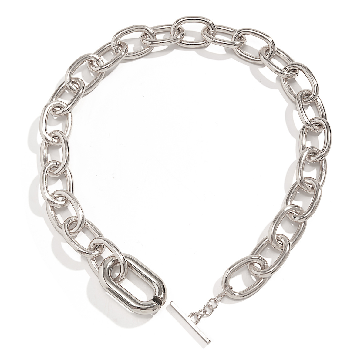 European and American cross-border jewelry, trendy and personalized aluminum chain multi-layer necklace, fashionable geometric metal clasp collarbone necklace for women Specification drawing