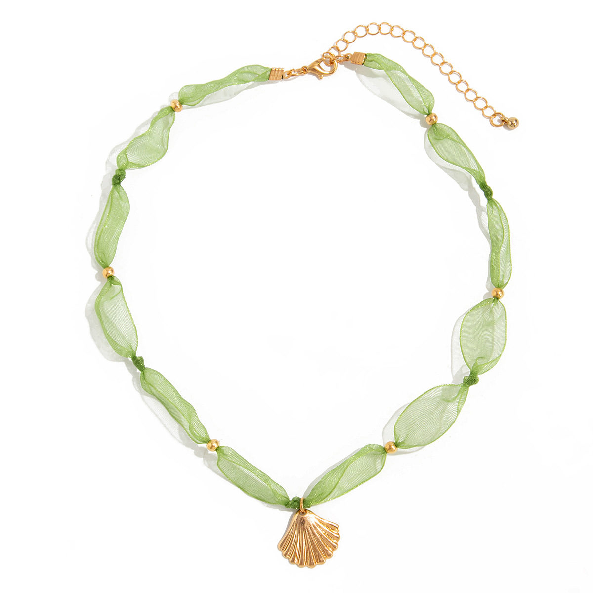European and American cross-border jewelry ocean-style starfish scallop necklace, cute and fresh, mesh design collarbone chain necklace Item Picture