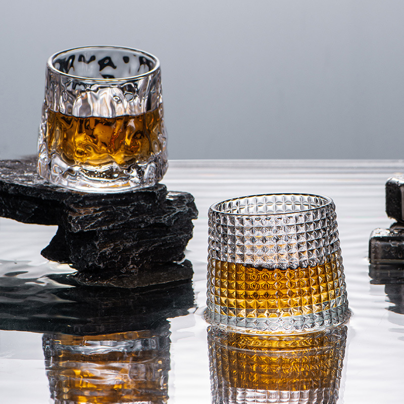 Haisman trapezoidal untoppleable glass Cup, rotating pressure-relieving wine glass, thickened whisky glass for bars, wholesale of foreign wine glasses Application Scenario