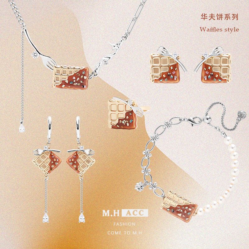 Square waffle earrings with a niche and high-end feel, 925 silver needle stud earrings wholesale, original design, personalized zircon earrings full figure