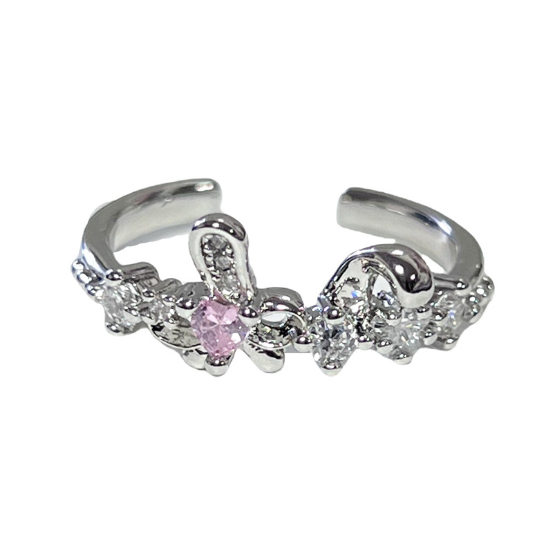 Korean sweet pink diamond lace butterfly star small and exquisite light luxury high-end ring for women's Instagram niche ring Item Picture