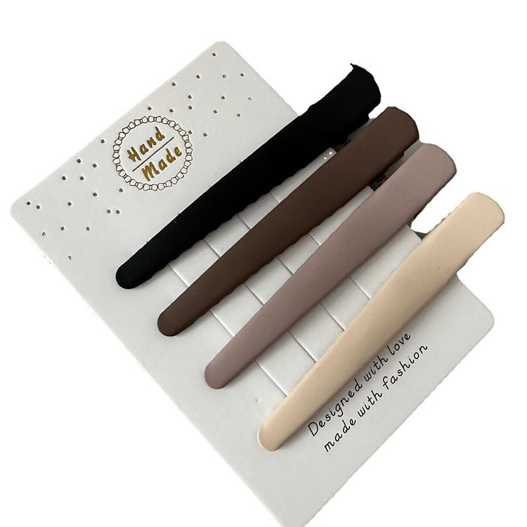 Milk coffee matte metal hair clip set, retro style, seamless hair clip, ins side clip, duckbill clip hair accessory Item Picture