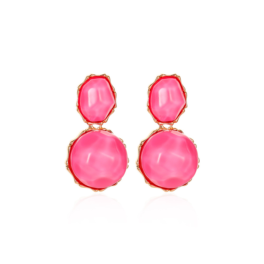 European and American InS-style irregular round earrings, Japanese and Korean fresh pink peach earrings, cross-border accessories Item Picture