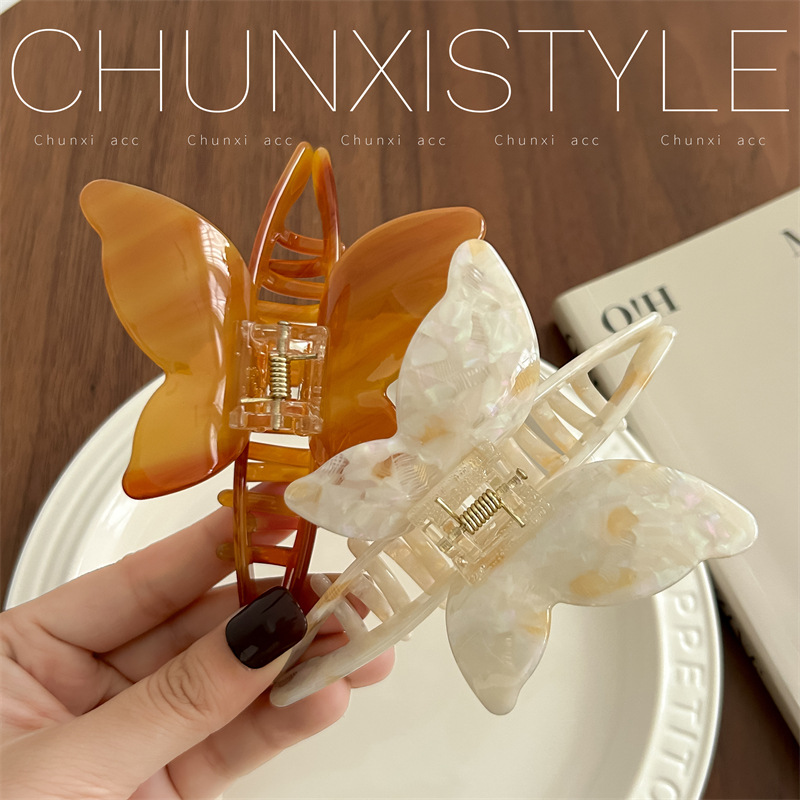 French gentle butterfly gripper, acetate board hair gripper, back of the head, hair clip, hair claw, high-end hair accessory and headwear Application Scenario
