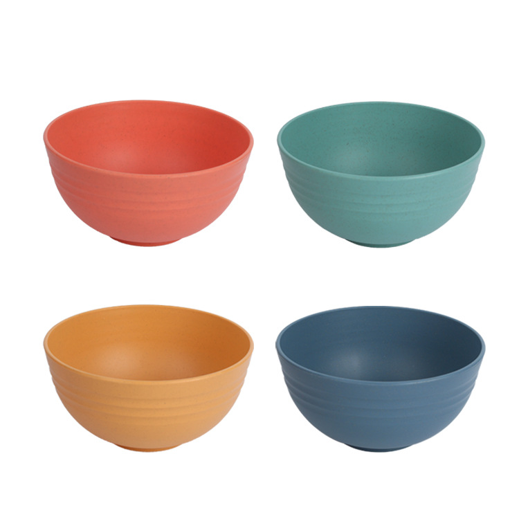 Creative wheat straw simple household bowls, student dormitory instant noodle bowls, anti-drop children's bowls, dessert bowls Item Picture