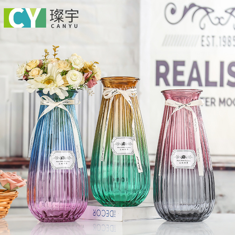 Home decoration vases, colored glass handicrafts, vase ornaments, vase decorations, floor-standing glass bottles full figure